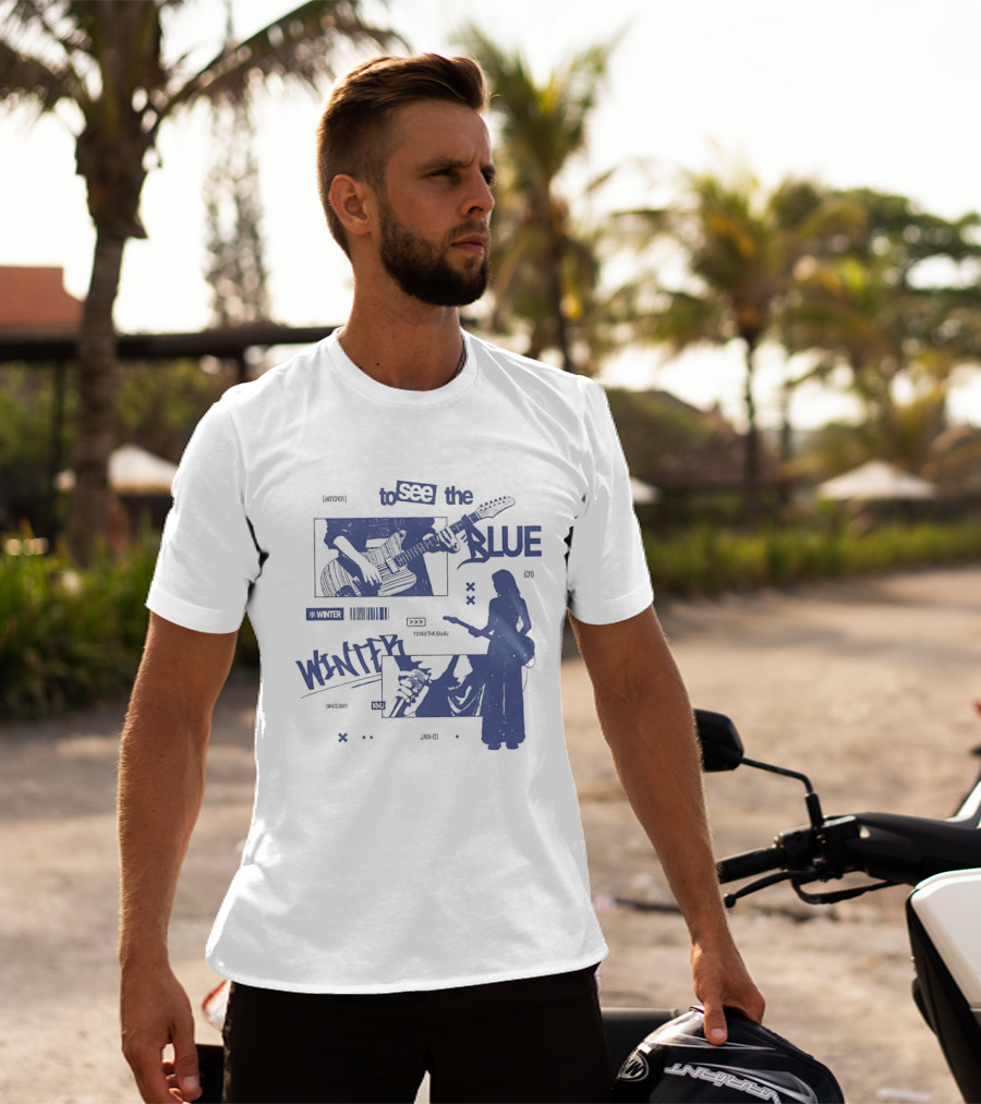 To See The Blue Winter Music Band Guitar T-Shirt