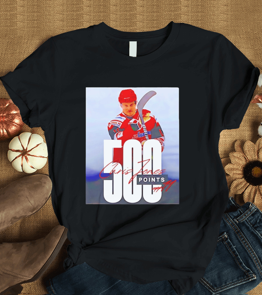 Chris Jones 500 Points Hockey Swindon Wildcats Number 47 T-Shirt