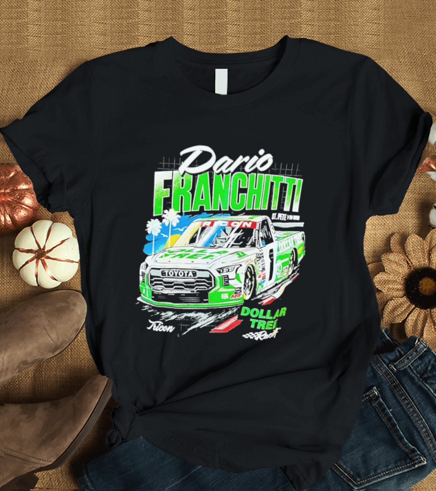 Dario Franchitti Toyota Tundra Dollar Tree Racing Palm Trees And Checkered Flags T-Shirt