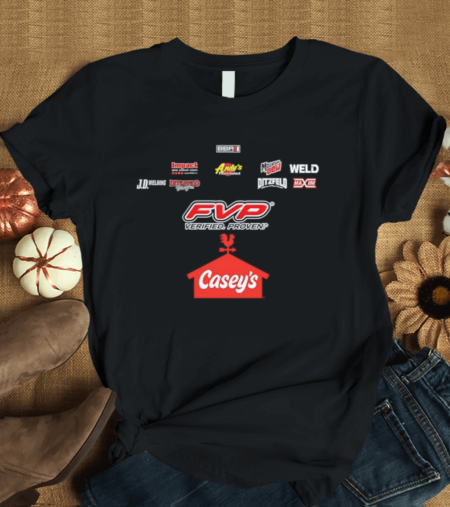 FVP Verified Proven Casey's Pizza Mountain Dew MAXIM Racing Impact Menard's World Racing Group T-Shirt