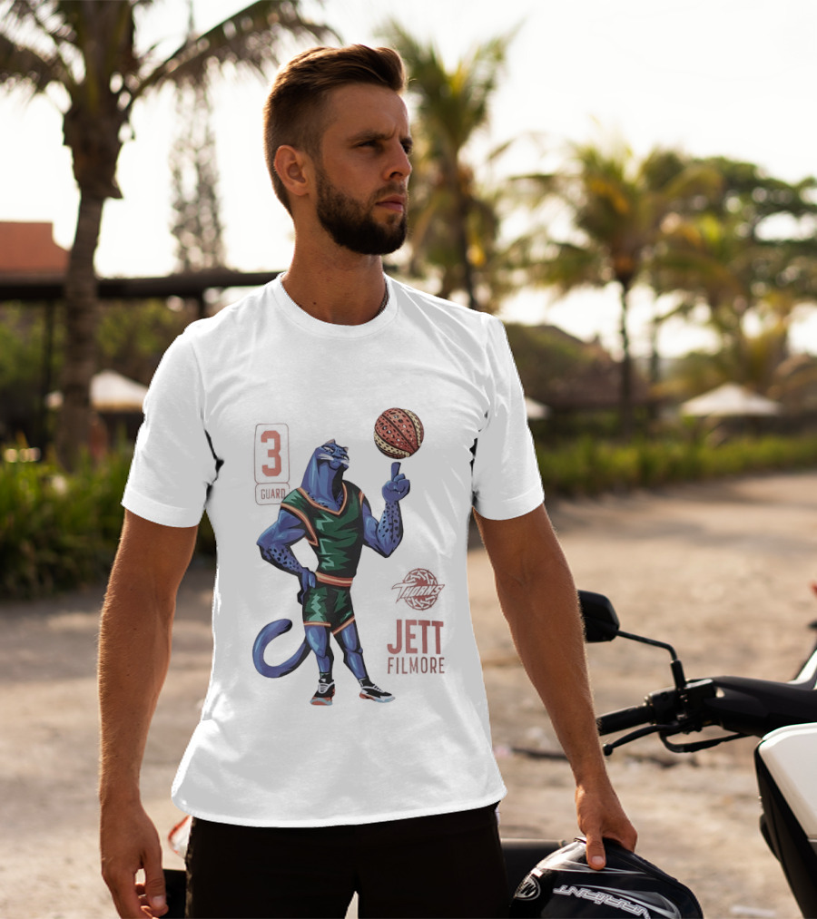 Jett Fillmore Thorns Basketball Blue Panther Character With Number 3 T-Shirt