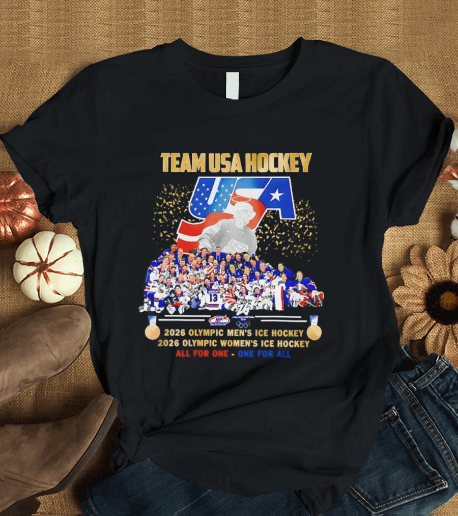 Team USA Hockey 2026 Olympic Men's Women's Ice Hockey All For One One For All T-Shirt