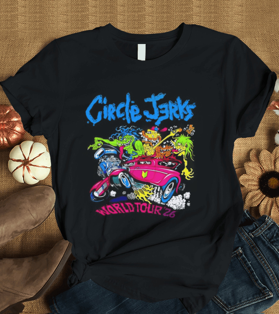 Circle Jerks World Tour 2026 Hot Rod Cartoon T-Shirt