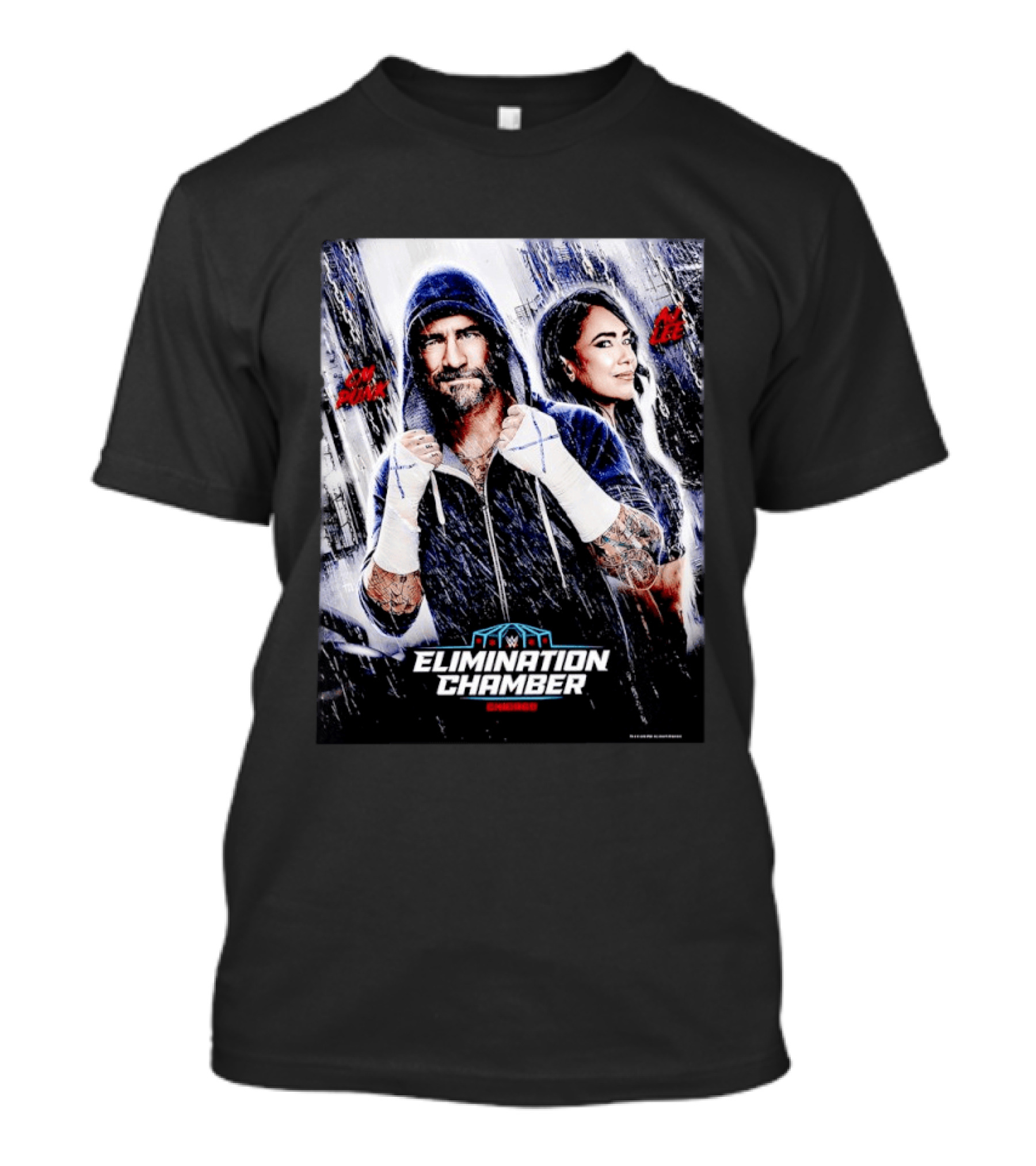 CM Punk AJ Lee WWE Elimination Chamber 2026 Chicago Event T-Shirt