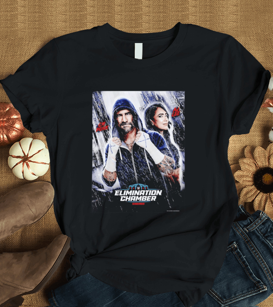 CM Punk AJ Lee WWE Elimination Chamber 2026 Chicago Event T-Shirt