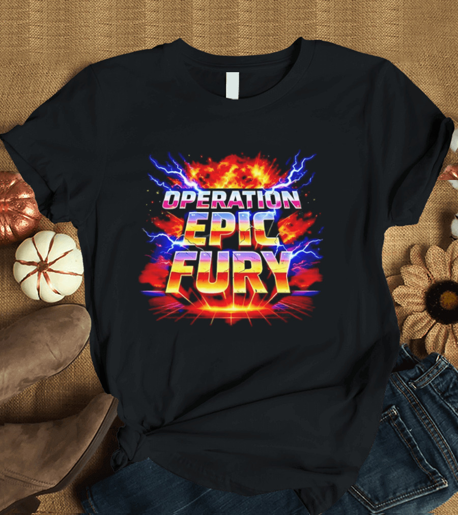 Patriotic USA Operation Epic Fury Lightning Burst T-Shirt