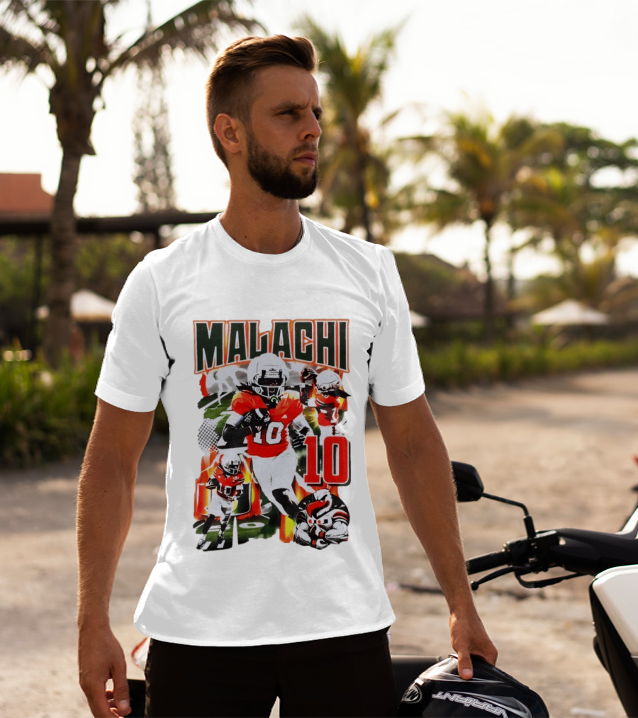 Malachi 10 Miami Hurricanes Football Player Action Collage T-Shirt
