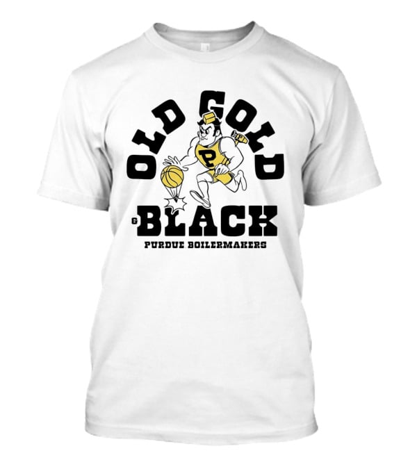 Purdue Boilermakers Old Gold Black Basketball Player T-Shirt