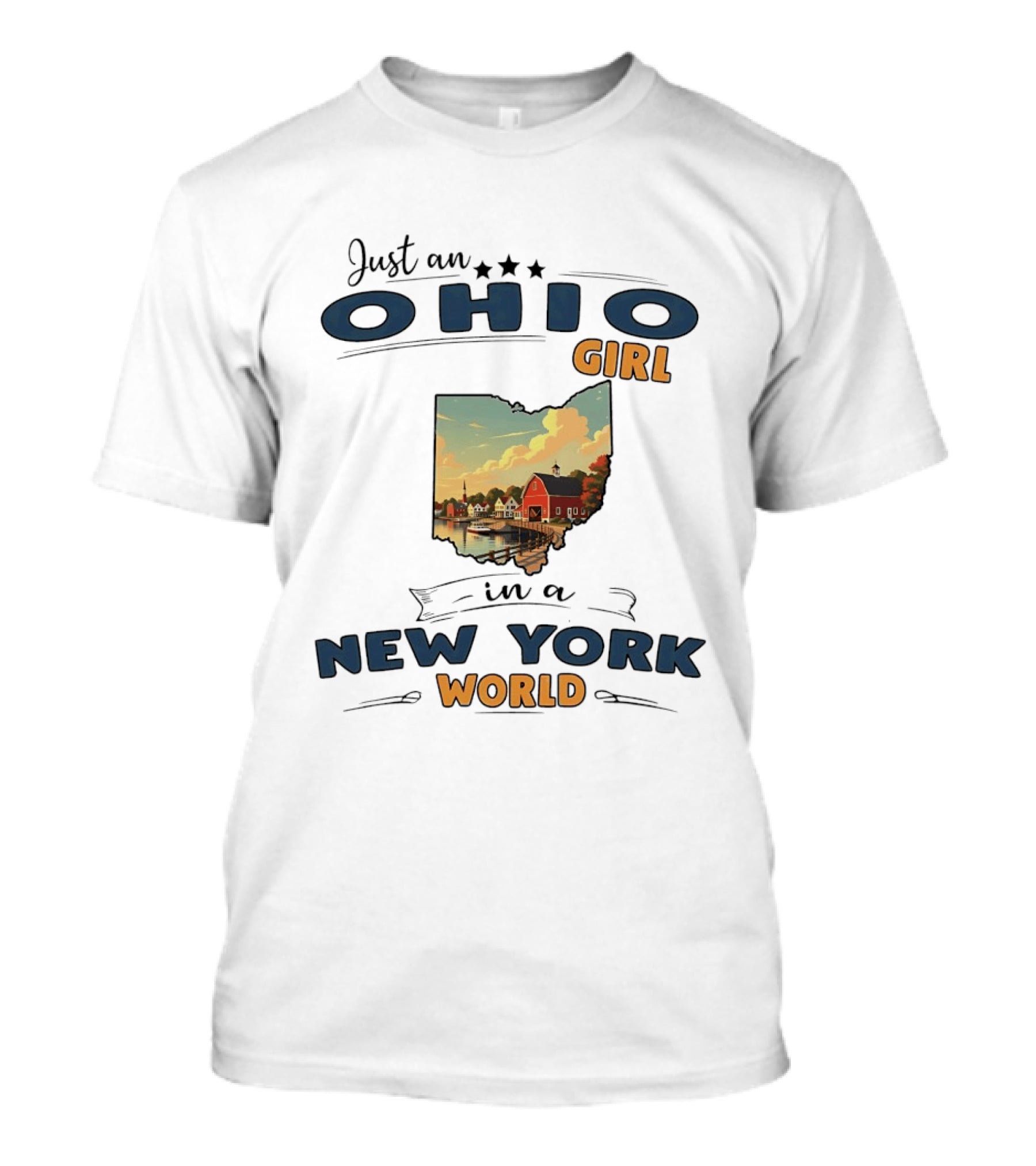 Just An Ohio Girl In A New York World Ohio Map T-Shirt