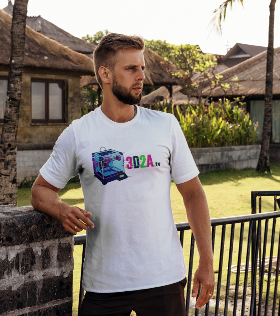 3DZA TV 3D Printer Neon Glitch Aesthetic T-Shirt