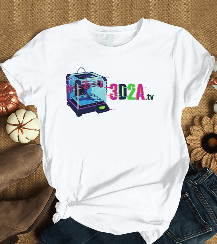 3DZA TV 3D Printer Neon Glitch Aesthetic T-Shirt