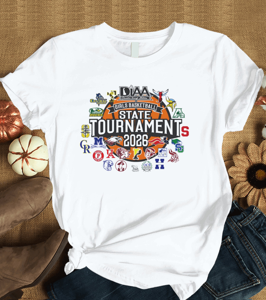 DIAA Girls Basketball State Tournament 2026 Central Ducks Vikings Panthers Lions Cougars Ravens Logos T-Shirt