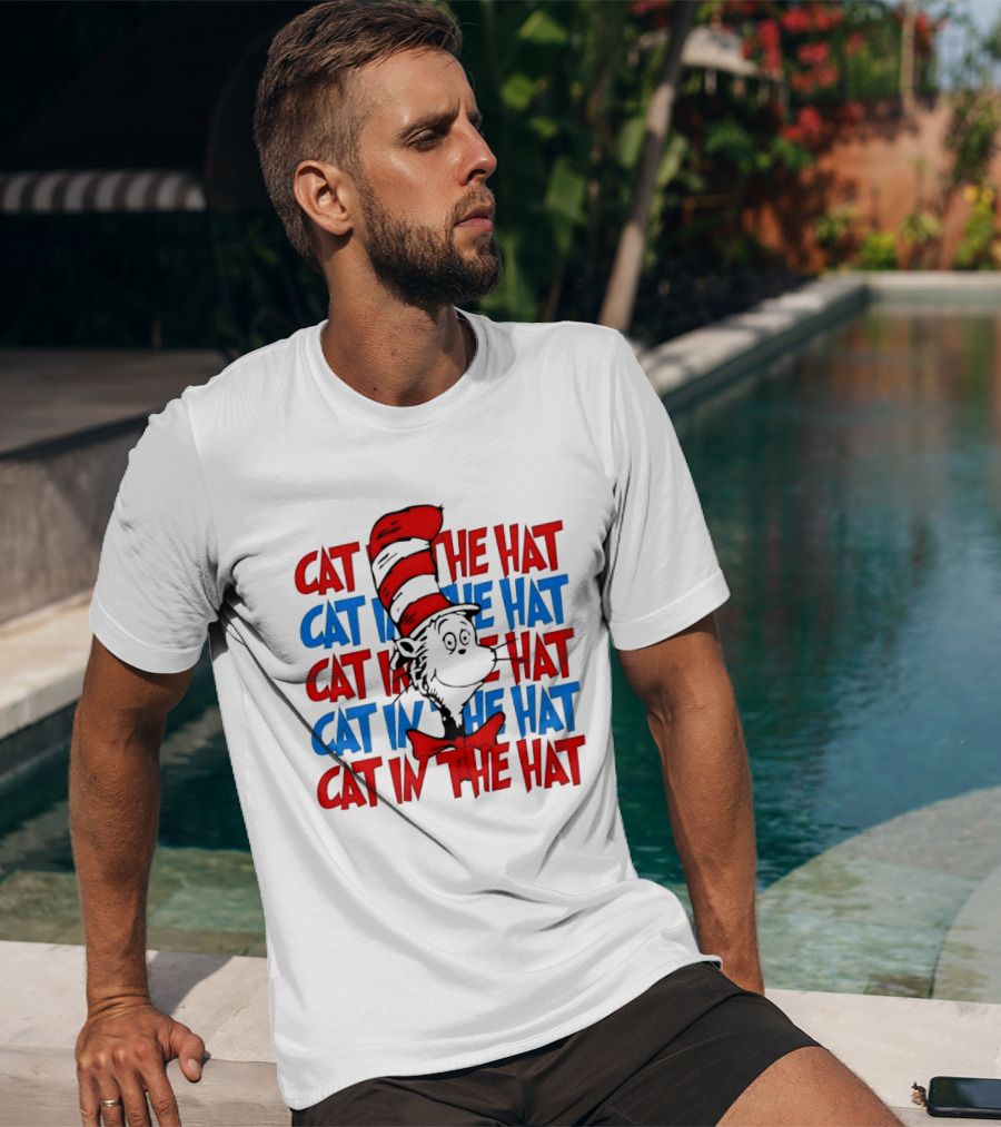 Cat In The Hat Dr. Seuss Red And Blue T-Shirt