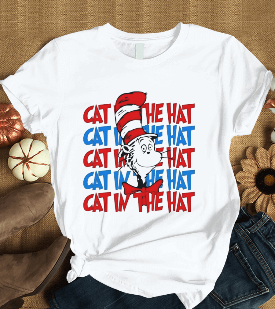 Cat In The Hat Dr. Seuss Red And Blue T-Shirt