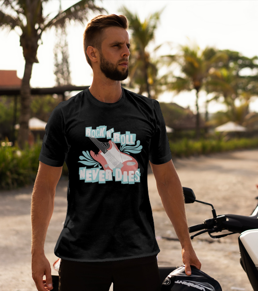 Rock N' Roll Never Dies Electric Guitar T-Shirt