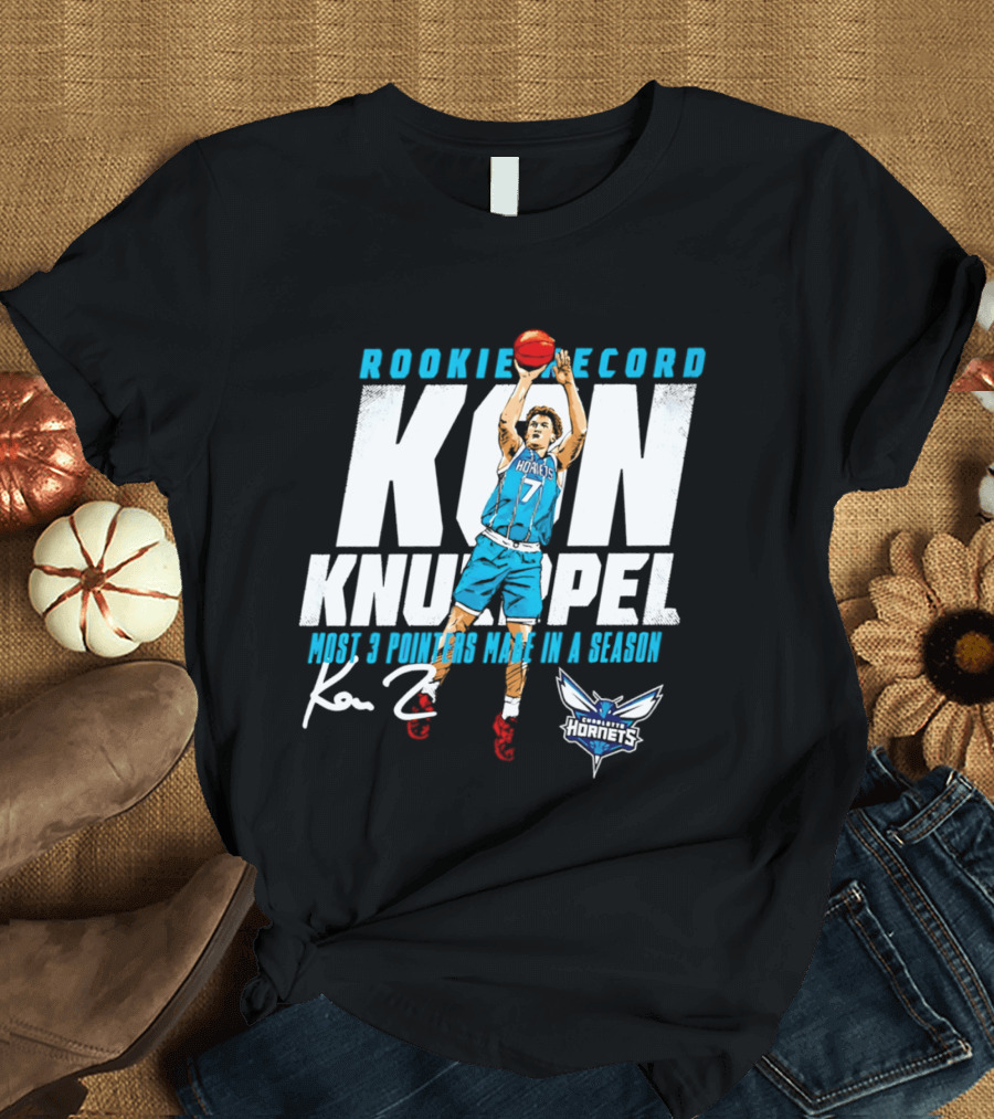Kon Knueppel Charlotte Hornets Rookie Record Most 3 Pointers Made In A Season T-Shirt