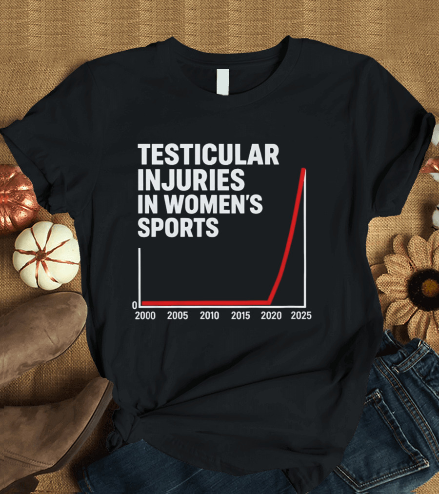 Testicular Injuries In Women's Sports Satirical Chart 2000 2025 Trend Analysis T-Shirt