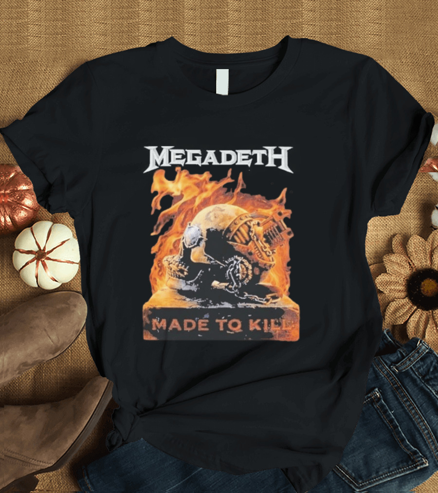 Megadeth Canada 2026 Tour Made To Kill Flaming Skull Explosion T-Shirt
