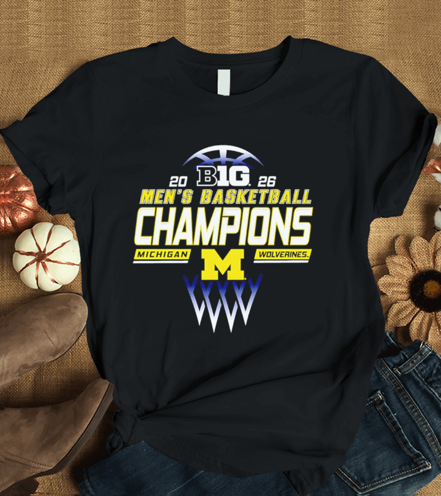 Big Ten 2026 Michigan Wolverines Men's Basketball Champions T-Shirt