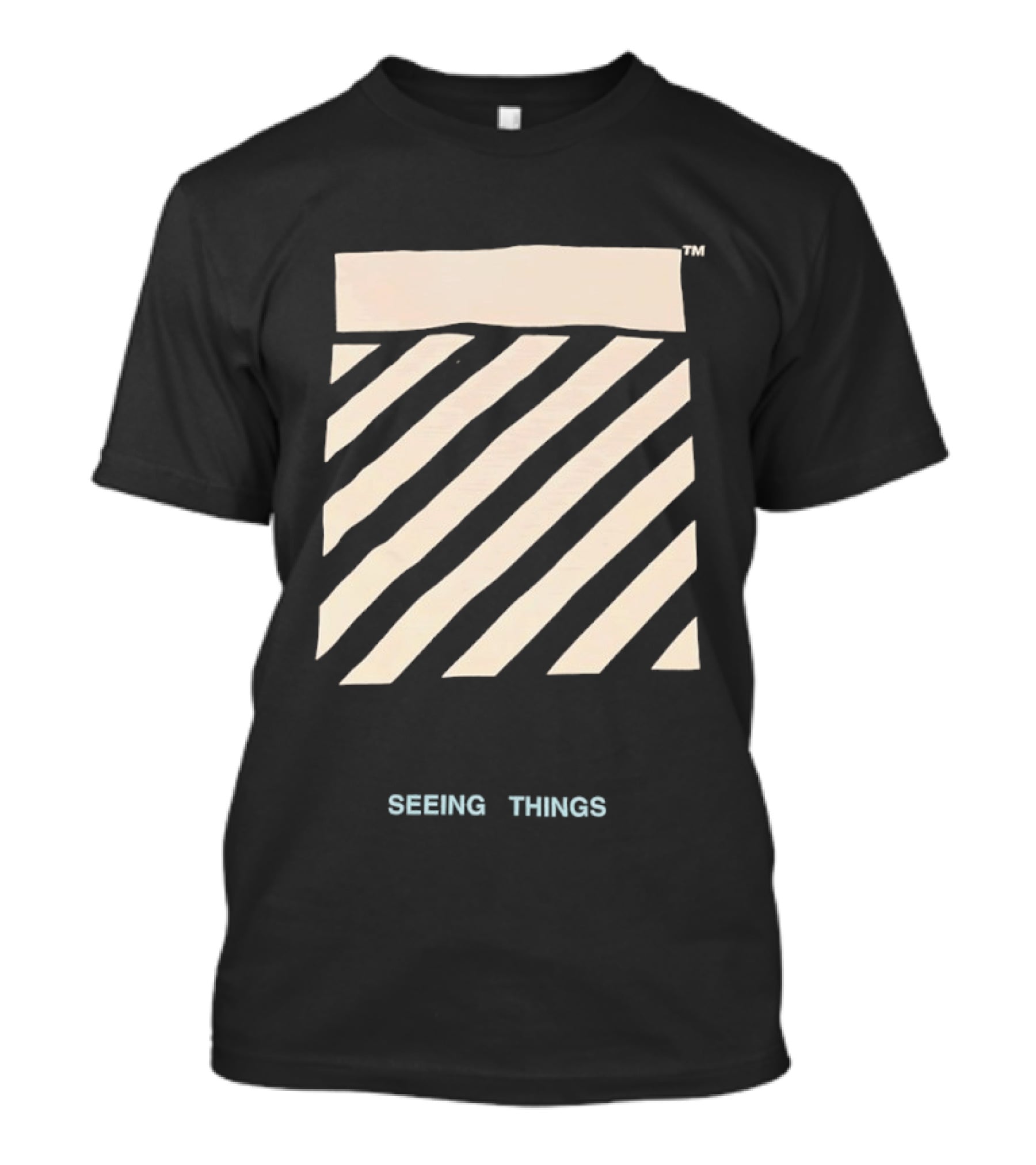 Off White Seeing Things Beige Diagonal Stripes T-Shirt