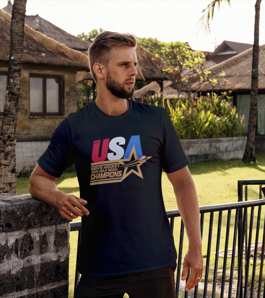 USA Men's Hockey 2026 Gold Medal Champions Star T-Shirt