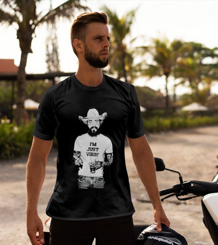 Post Malone Western Posty Cowboy Hat I'm Just Vibin T-Shirt