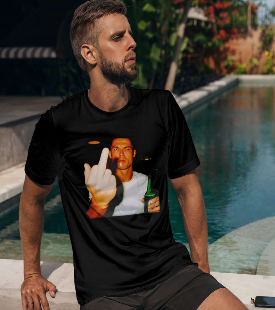 Cristiano Ronaldo Middle Finger Smoking Drinking After Hours T-Shirt