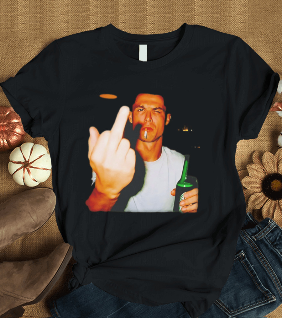 Cristiano Ronaldo Middle Finger Smoking Drinking After Hours T-Shirt