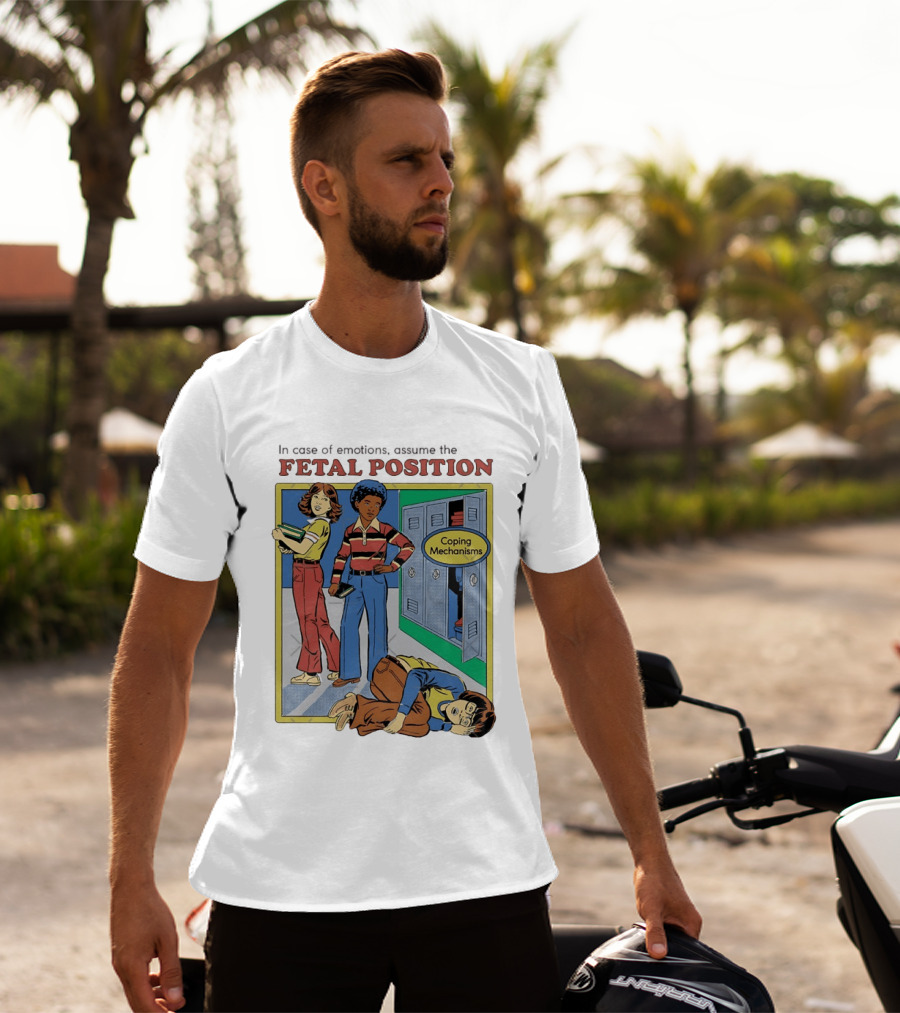 Coping Mechanisms Fetal Position Retro School Locker Scene T-Shirt