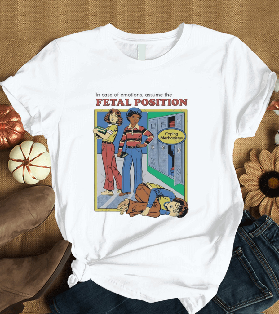 Coping Mechanisms Fetal Position Retro School Locker Scene T-Shirt