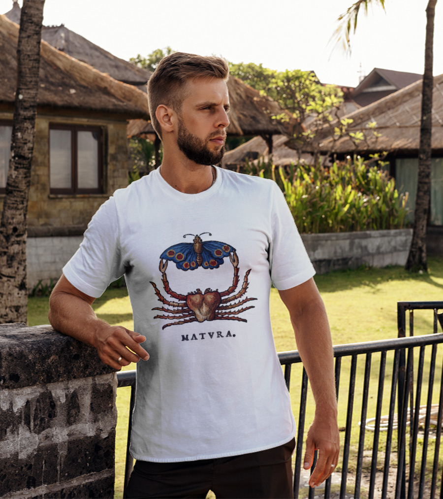 Matvra Crab And Butterfly Blue Wings T-Shirt