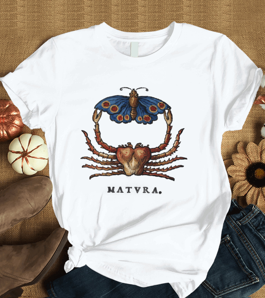 Matvra Crab And Butterfly Blue Wings T-Shirt