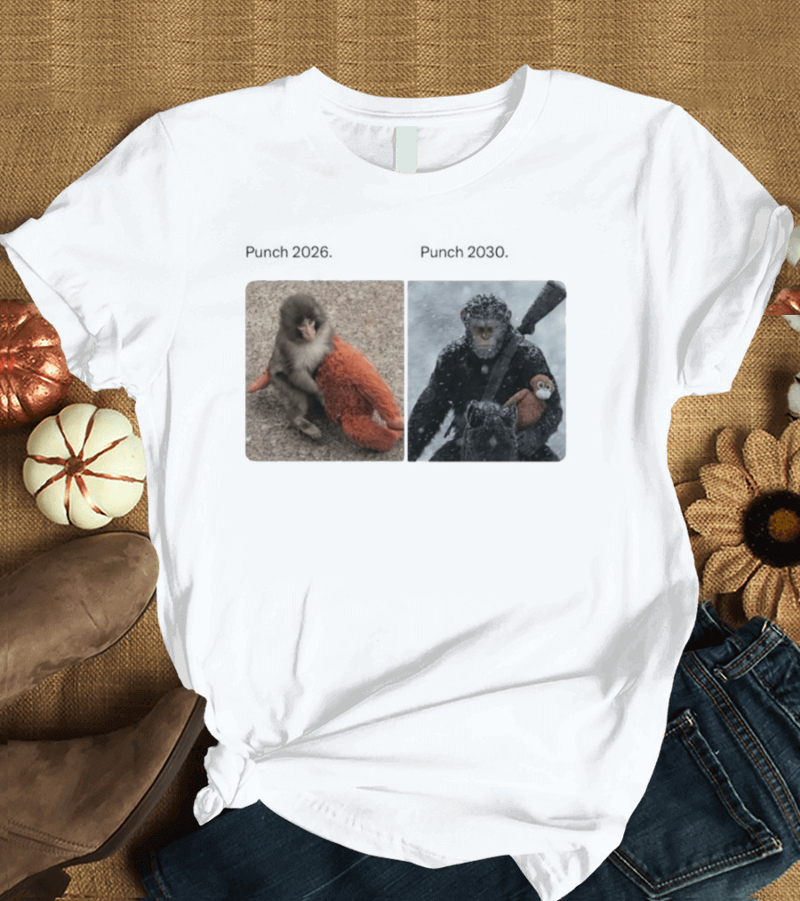 Monkey Punch 2026 X Punch 2030 Snowy Monkey Warrior With Red Toy Baton T-Shirt