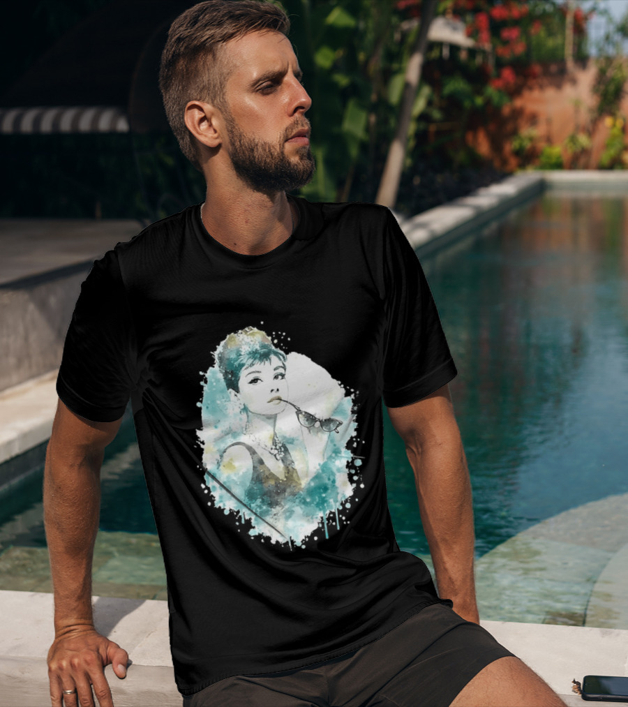 Mrs. Hepburn Watercolour Painting Aesthetic T-Shirt