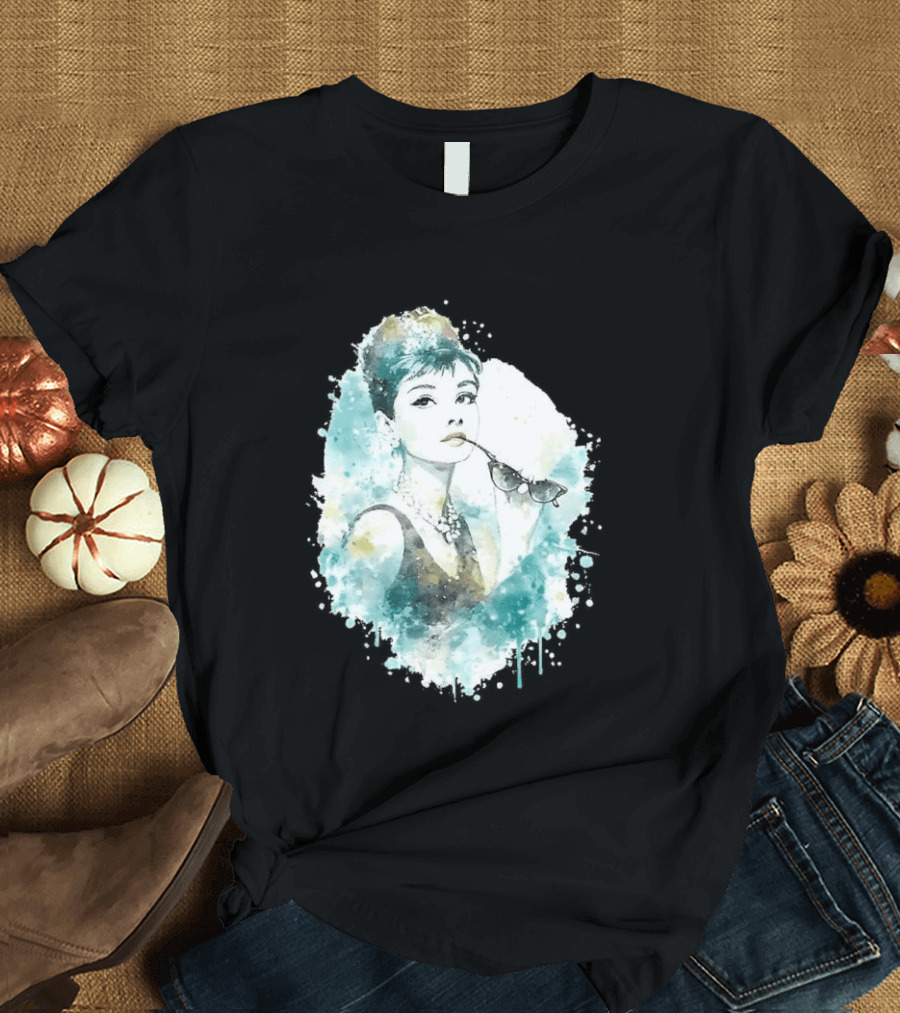 Mrs. Hepburn Watercolour Painting Aesthetic T-Shirt