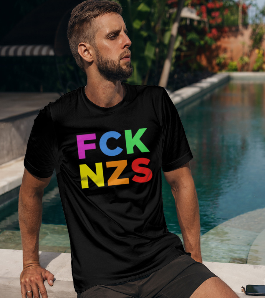 FCK NZS Rainbow Bold Block Letters T-Shirt