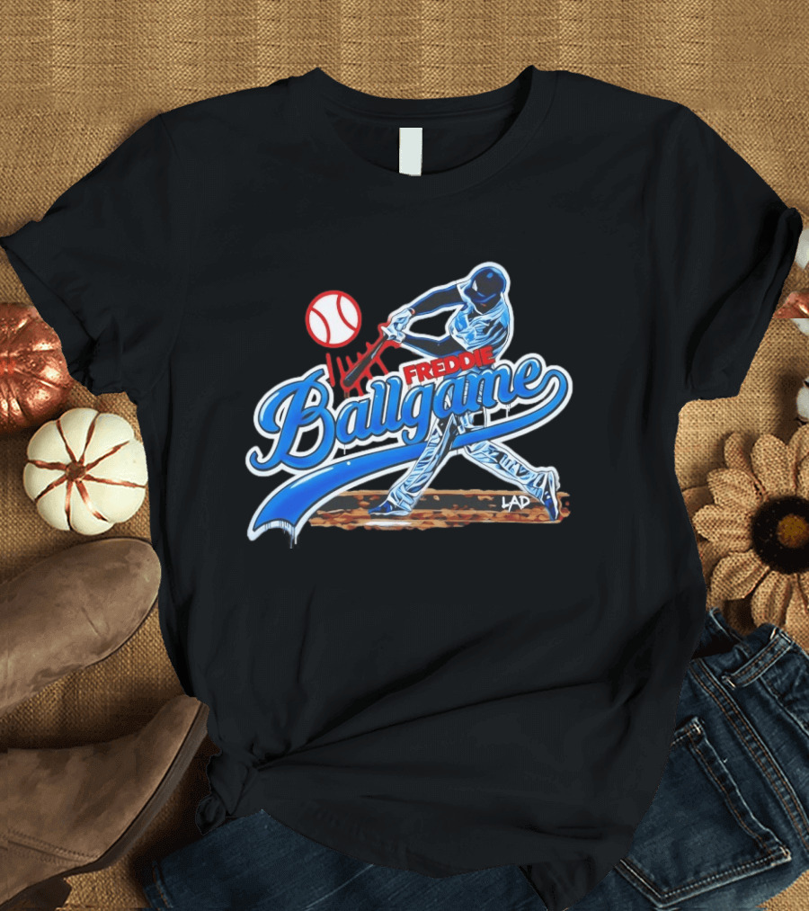 Freddie Ballgame Los Angeles Dodgers Baseball Graffiti Style Batter T-Shirt