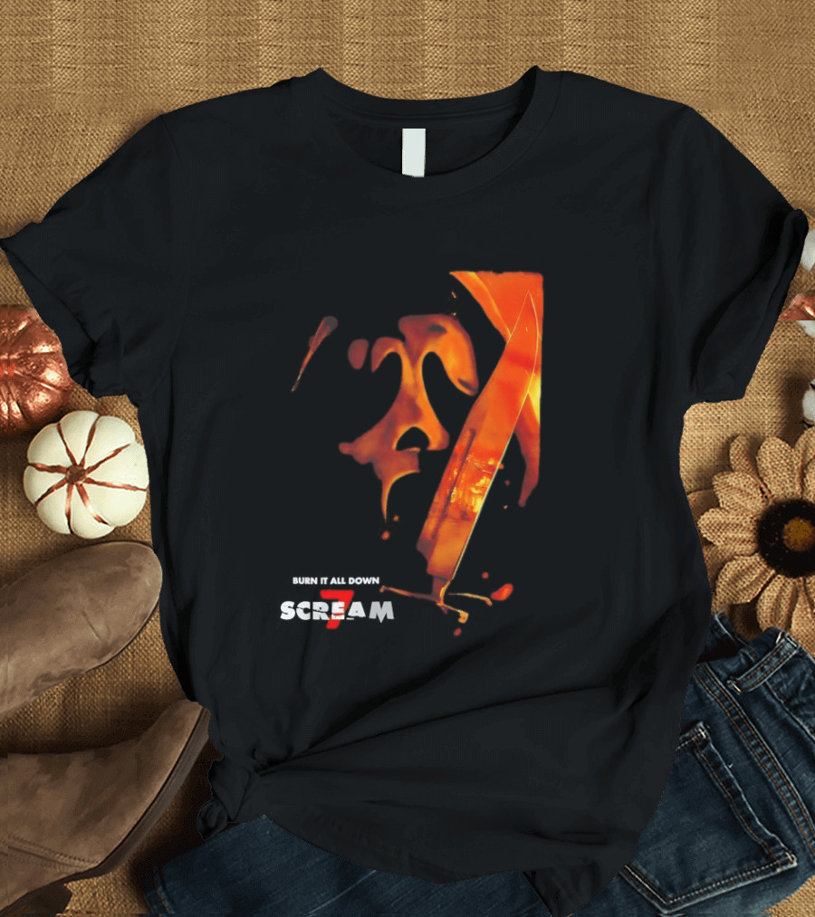 Scream 7 Ghostface Burn It Down Knife T-Shirt