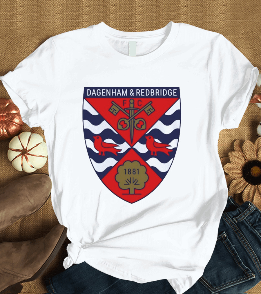 Dagenham Redbridge FC Crest 1881 Ravens Key Waves T-Shirt