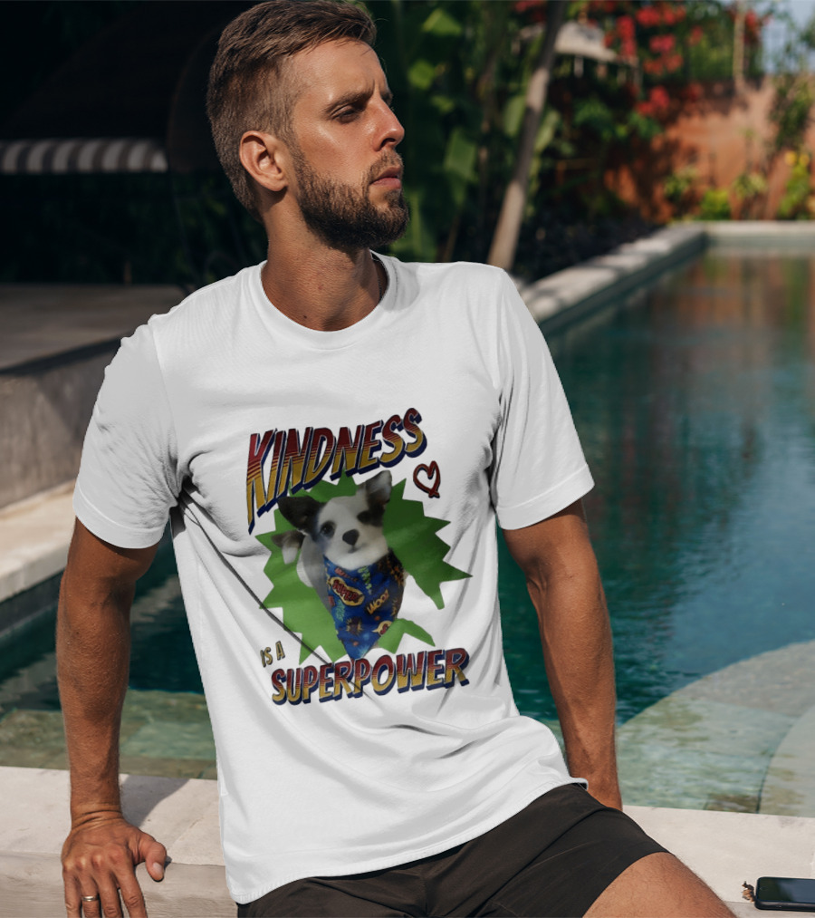 Kindness Is A Superpower Dog With Cape And Heart T-Shirt