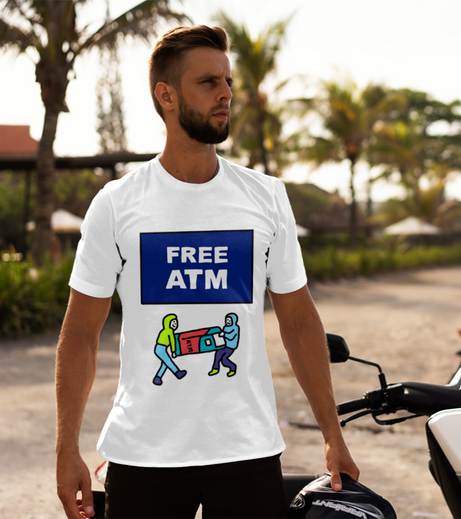 Free ATM Funny Cartoon Drawing T-Shirt