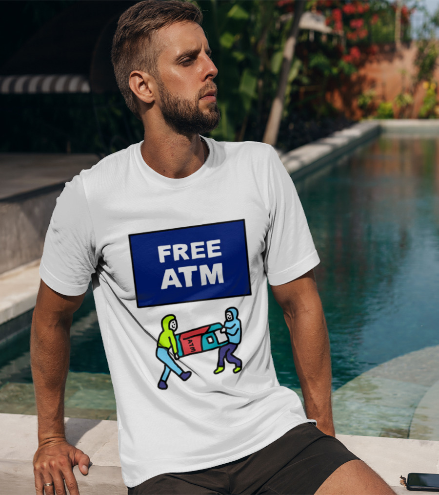 Free ATM Funny Cartoon Drawing T-Shirt