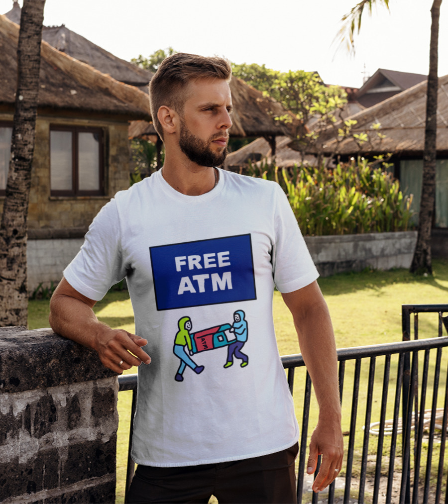 Free ATM Funny Cartoon Drawing T-Shirt