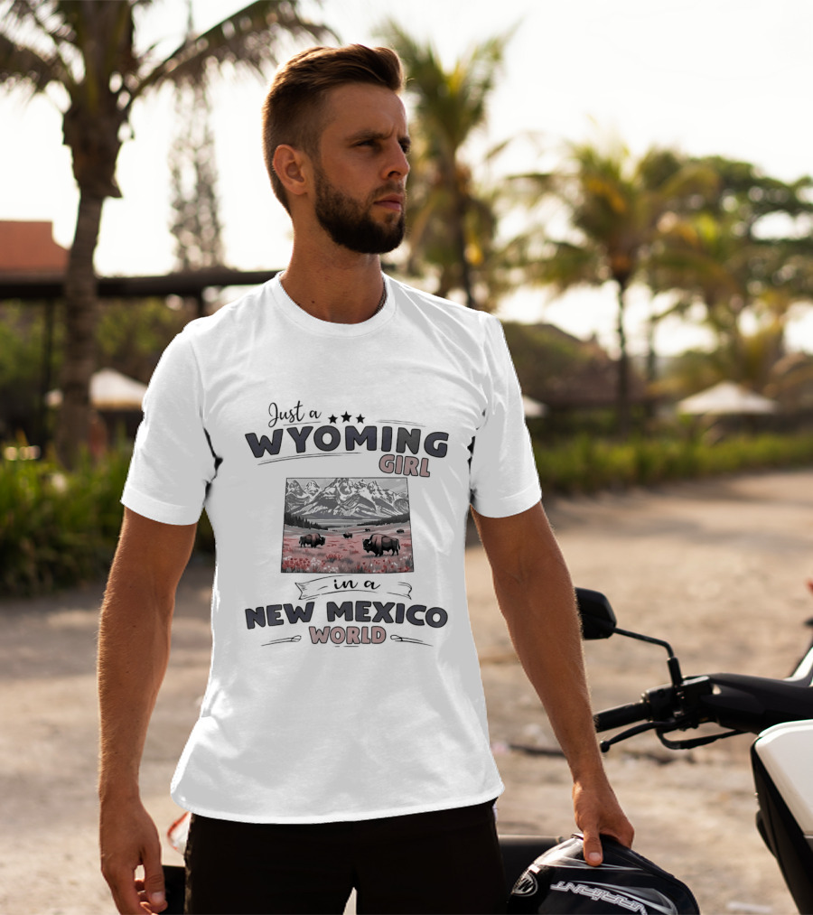 Just A Wyoming Girl In A New Mexico World With Buffalo And Stars T-Shirt