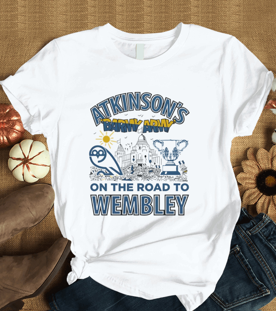 Atkinson's Barmy Army On The Road To Wembley Owl And Trophy Scene T-Shirt
