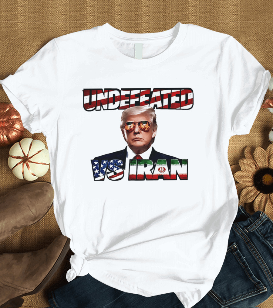 UNDEFEATED Donald Trump Sunglasses Vs Iran Flag Iconic Matchup T-Shirt