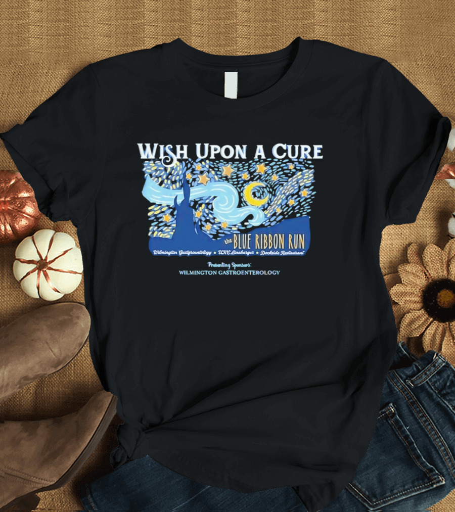Wish Upon A Cure Blue Ribbon Run Wilmington Gastroenterology Event T-Shirt