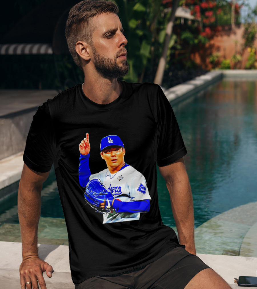 Yoshinobu Yamamoto '26 Los Angeles Dodgers Player Blue Glove T-Shirt