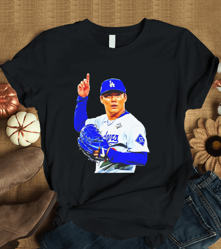Yoshinobu Yamamoto '26 Los Angeles Dodgers Player Blue Glove T-Shirt