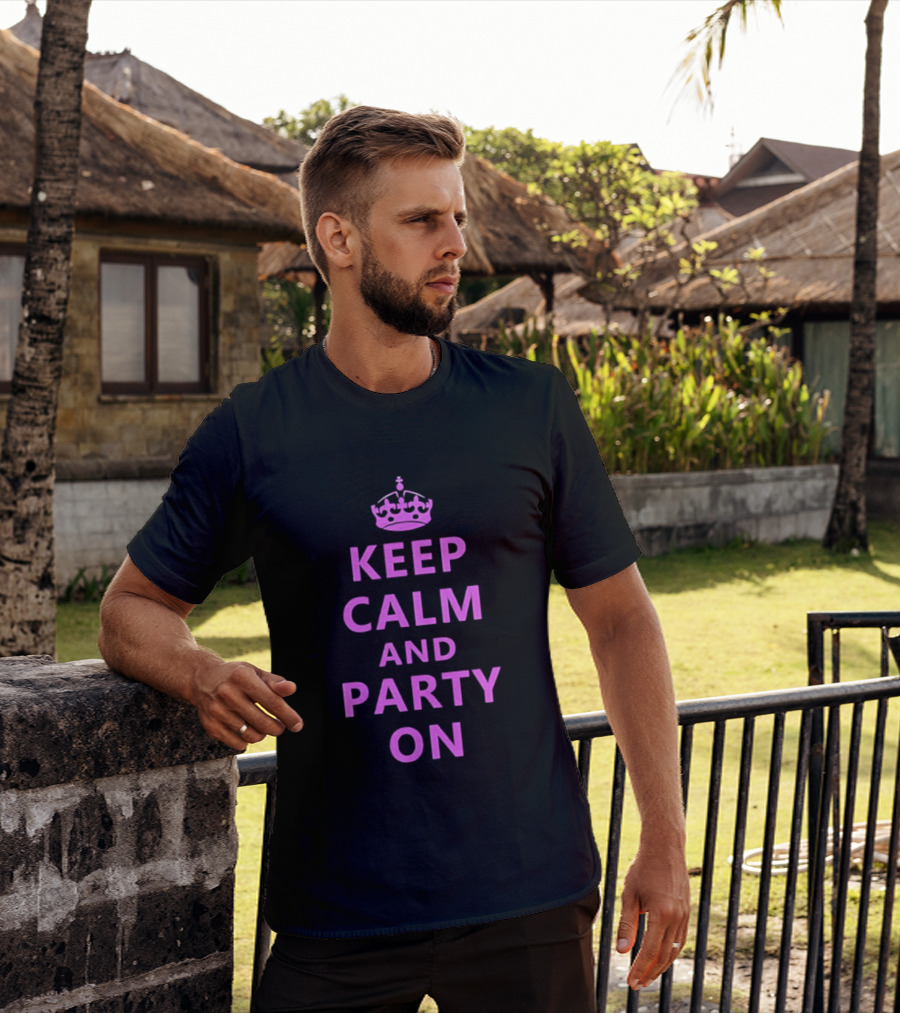 Keep Calm And Party On Pink Crown T-Shirt